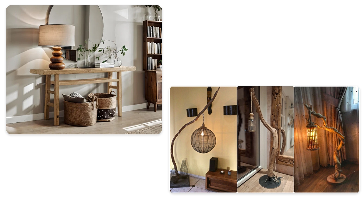 ۱۰ ایده جالب برای ست‌کردن آباژور چوبی با وسایل خانه