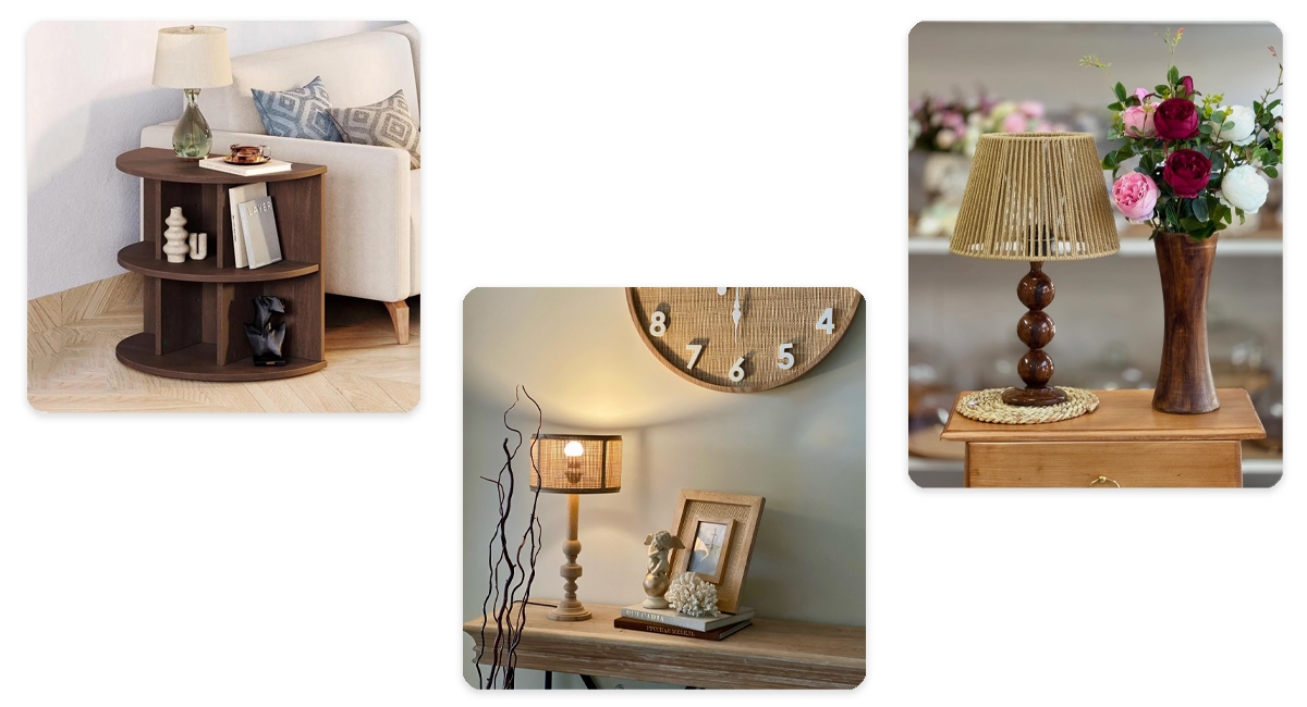 ۱۰ ایده جالب برای ست‌کردن آباژور چوبی با وسایل خانه