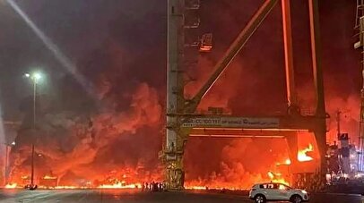 آتش‌سوزی هولناک در الفجیره امارات/ پس از رهگیری یک پهپاد ناشناس