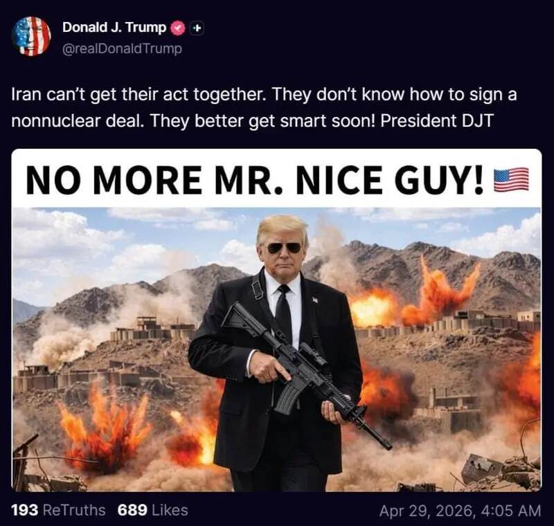 هشدار عجیب ترامپ در تروث سوشال خطاب به ایران / ماجرای عکس مرموز چیست؟