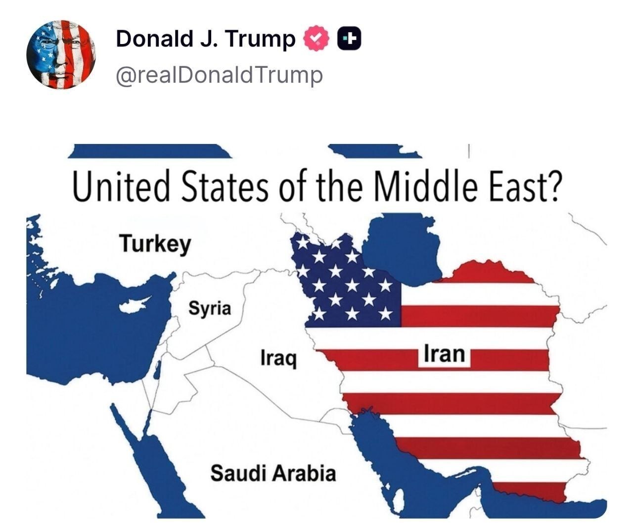 پست عجیب ترامپ با نقشه ایران و پرچم آمریکا +عکس