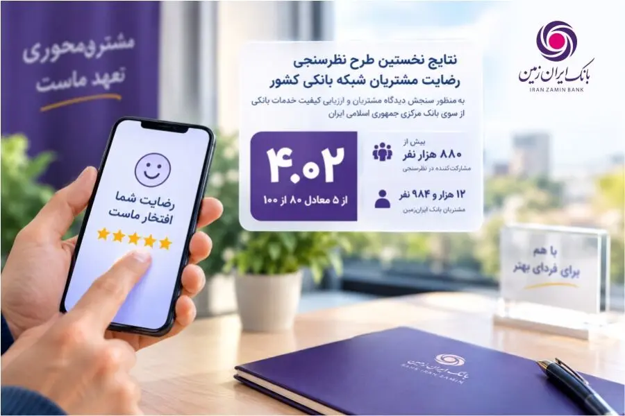 رضایت مشتریان از خدمات بانک ایران‌زمین در ارزیابی سراسری بانک مرکزی